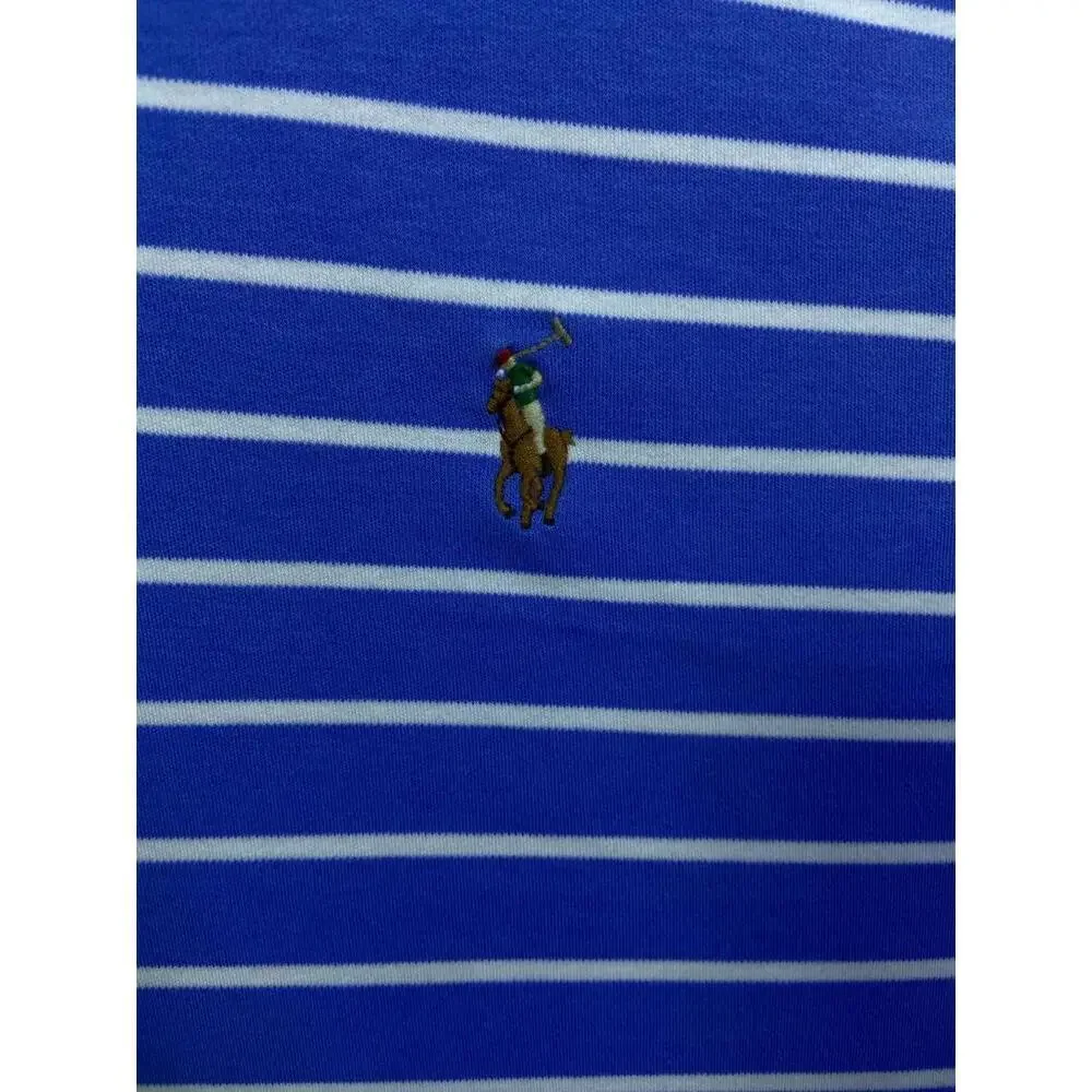 Polo Ralph Lauren Custom Fit 22x24.5 Golf Shirt Men’s Size L Blue White Stripes
